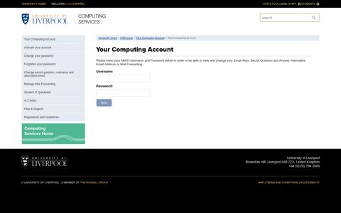 Your Computing Account - University of Liverpool - Computing ...