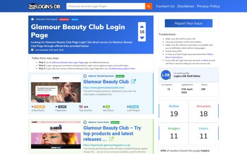 Glamour Beauty Club Login Page - Logins-DB