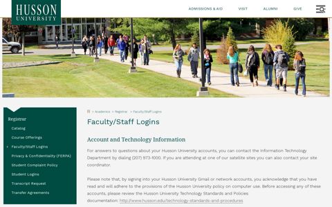 Faculty/Staff Logins - Husson University