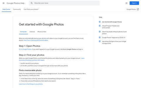 Get started with Google Photos - Computer - Google Photos ...