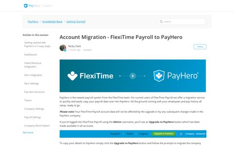 Account Migration - FlexiTime Payroll to PayHero
