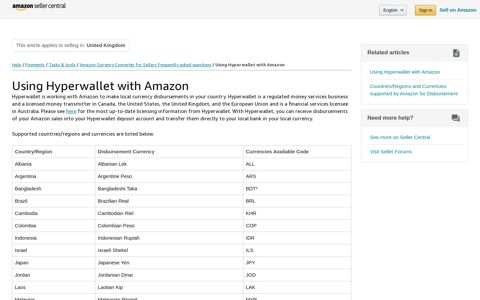Using Hyperwallet with Amazon – Amazon Seller Central