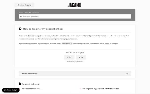 How do I register my account online? – Jacamo