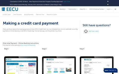 Making a credit card payment - EECU