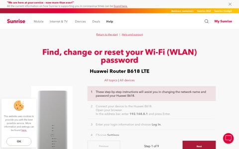Find, change or reset your Wi-Fi (WLAN) password - Sunrise ...