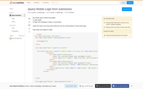 Jquery Mobile Login form submission - Stack Overflow