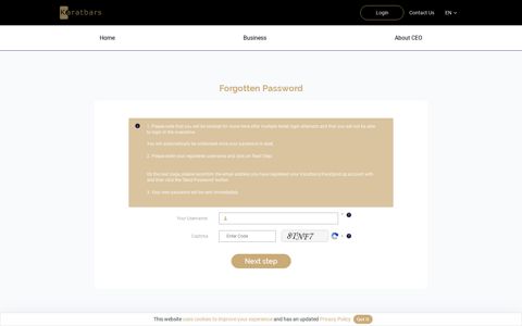 Forgotten password - Gold - Karatbars International