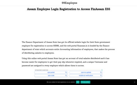 Assam Employee Login Registration to Access FinAssam ESS