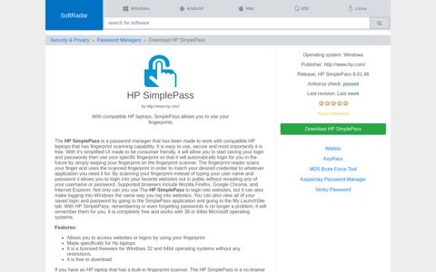 Download HP SimplePass for Windows 10, 7, 8/8.1 (64 bit/32 ...