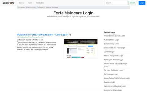 Forte Myincare - Welcome to Forte.myincare.com - User Log In