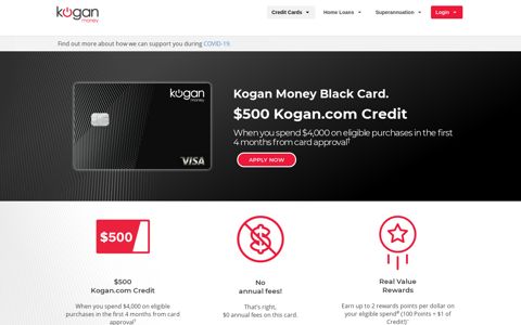 Kogan Money Black Card | Kogan Credit Card