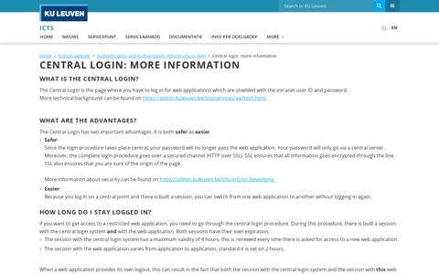 Central login: more information – ICTS - KU Leuven