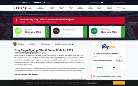 ▷ Foxy Bingo Sign Up Offers & Bonus Code 2020 + Deposit ...