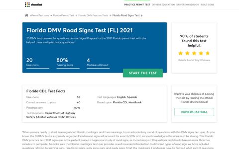 Florida DMV Road Signs Test (FL) 2020 | w/ IMAGES