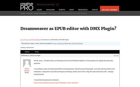 Dreamweaver as EPUB editor with DMX Plugin? - CreativePro