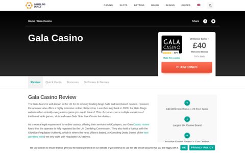 Gala Casino - £40 Welcome Bonus + 20 Free Spins At Gala ...