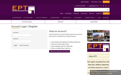 Account Login / Register - EPT