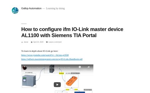 How to configure ifm IO-Link master device AL1100 with ...