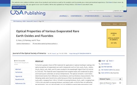 Optical Properties of Various Evaporated Rare Earth ... - OSA