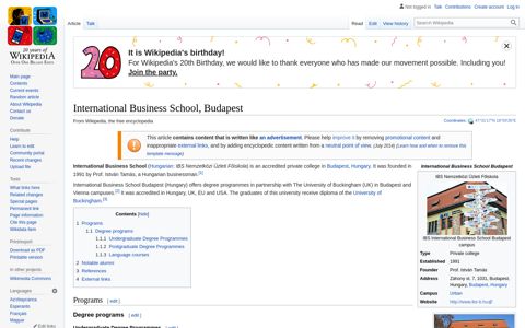 International Business School, Budapest - Wikipedia