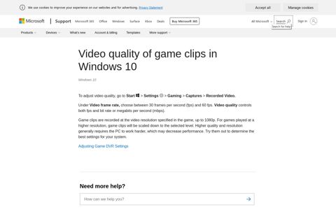 Video quality of game clips in Windows 10 - Microsoft Support