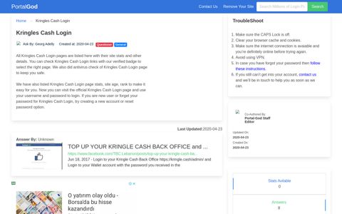 Kringles Cash Login Page - portal-god.com