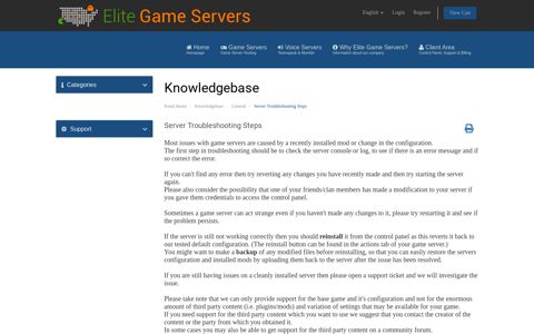Server Troubleshooting Steps - Knowledgebase - Elite Game ...