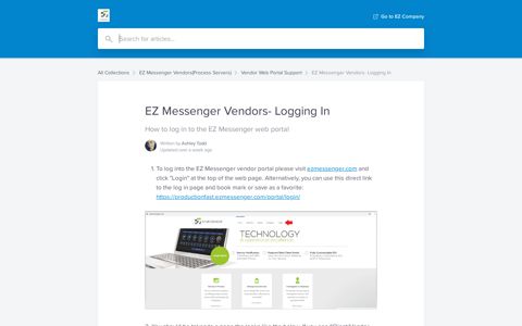EZ Messenger Vendors- Logging In | EZ Company Help Center