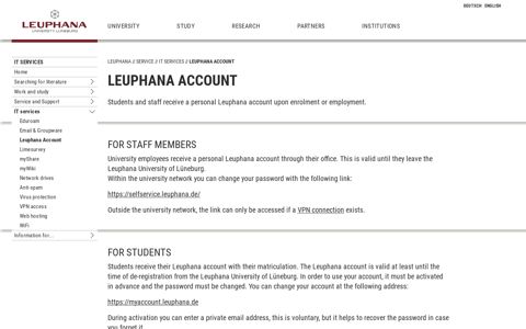 Leuphana Account - Leuphana University of Lüneburg