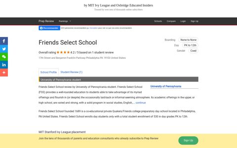 Friends Select School - Prep Review