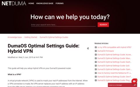 DumaOS Optimal Settings Guide: Hybrid VPN : NETDUMA