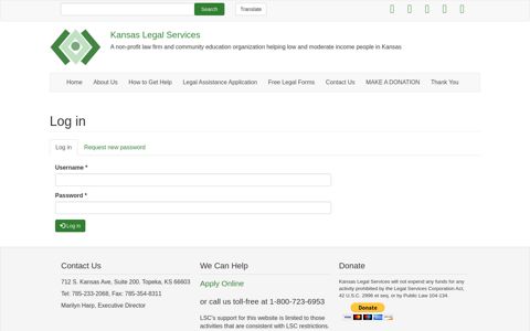 Log in - KLS - Kansas Legal Services