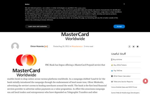 FBC Bank introduces MasterCard Prepaid services - Techzim