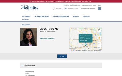Dr. Saira S. Hirani | Houston Methodist