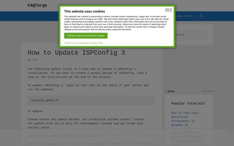How to Update ISPConfig 3 - FAQforge