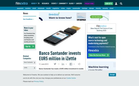 Banco Santander invests EUR5 million in iZettle - Finextra