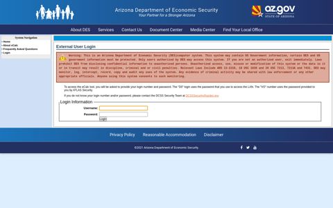 Department of Economic Security: eCalc Application