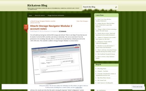 Hitachi Storage Navigator Modular 2 account notes | Rickatron ...