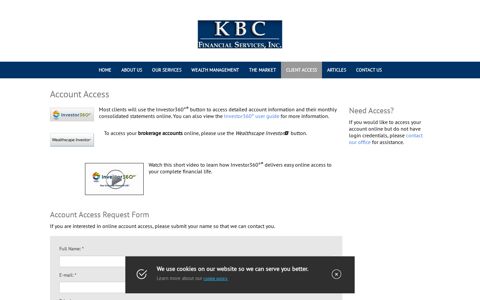 Account Access - KBC Financial Services, Inc.