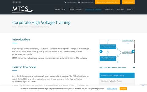 Leading Corporate High Voltage Training Courses ... - MTCS