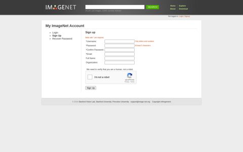 Signup - ImageNet
