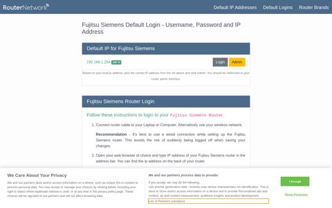 Fujitsu Siemens Default Router Login and Password