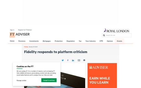 Fidelity responds to platform criticism - FTAdviser.com