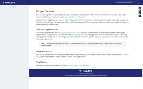 Support Contacts - Thales Documentation Hub