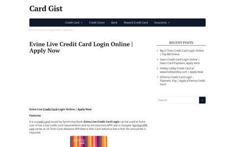 Evine Live Credit Card Login Online | Apply Now | Card Gist