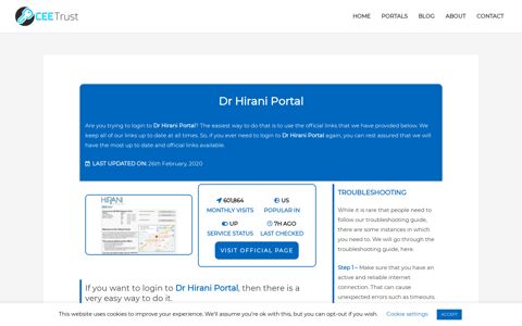 Dr Hirani Portal - Find Official Portal - CEE Trust