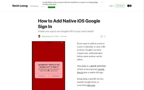 How to Add Native iOS Google Sign In | by Kevin Leong ...