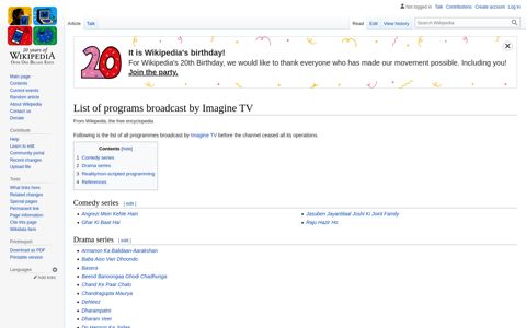List of programs broadcast by Imagine TV - Wikipedia