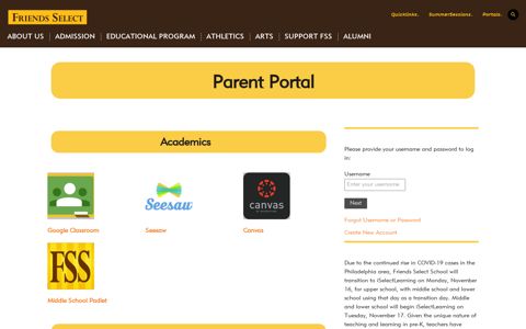 Parent Portal | Quaker School in PA | Friends Select