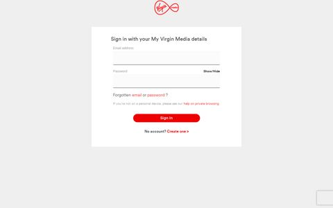 Sign in with your My Virgin Media details